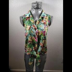 Spongebob Squarepants Tropical All Over Print Crop Tank Top Womens  SM Tropical